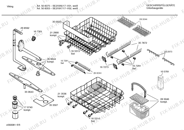 Взрыв-схема посудомоечной машины Viking SE2VIA6 508375 - Схема узла 06