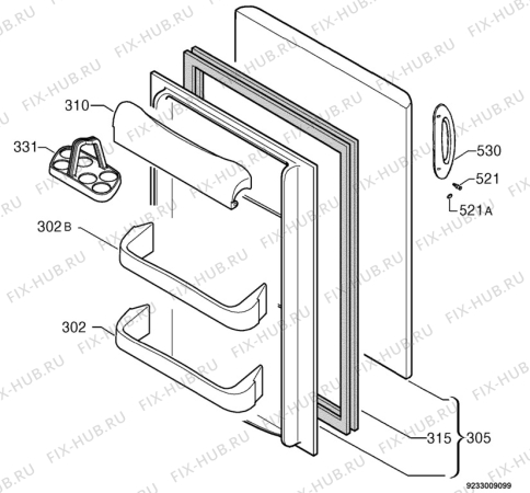 Взрыв-схема холодильника Electrolux TK120 - Схема узла Door 003