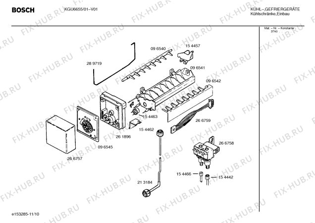 Взрыв-схема холодильника Bosch KGU6655 - Схема узла 10