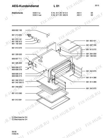 Взрыв-схема плиты (духовки) Aeg 5330V-W S 400V - Схема узла Section6