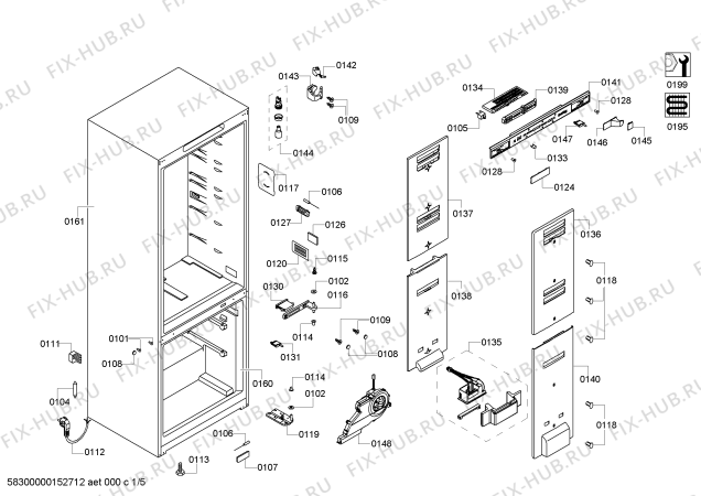 Схема №1 RB272353S с изображением Ручка двери для холодильной камеры Bosch 00247038