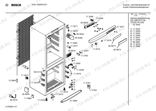 Схема №1 P1KCL4000S с изображением Изоляция для холодильной камеры Bosch 00172580