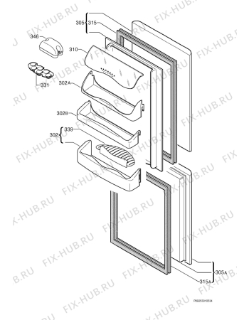 Взрыв-схема холодильника Zanussi Electrolux Z57/3SI - Схема узла Door 003