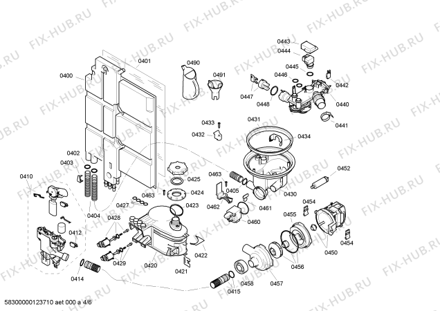 Взрыв-схема посудомоечной машины Siemens SF44T553EU - Схема узла 04
