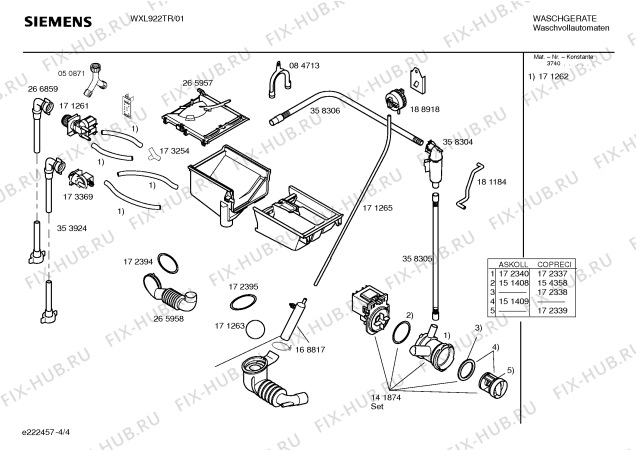 Взрыв-схема стиральной машины Siemens WXL922TR SIWAMAT XL 922 - Схема узла 04