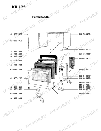 Взрыв-схема микроволновой печи Krups F7897040(0) - Схема узла 5P002340.5P2