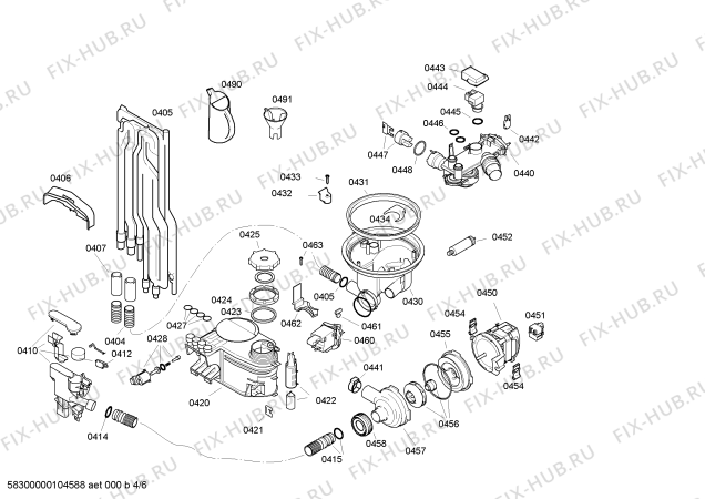Взрыв-схема посудомоечной машины Bosch SGS43E12TC - Схема узла 04