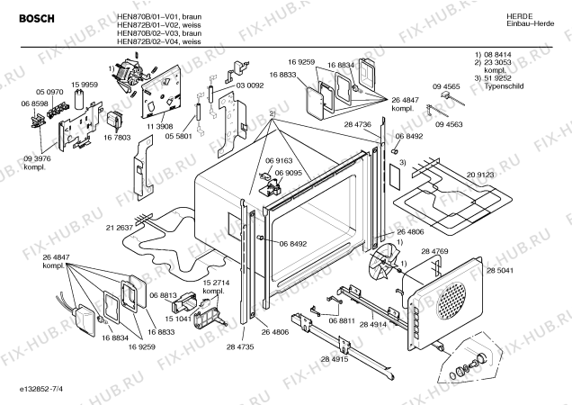 Схема №1 HEN870B с изображением Панель управления для плиты (духовки) Bosch 00295364
