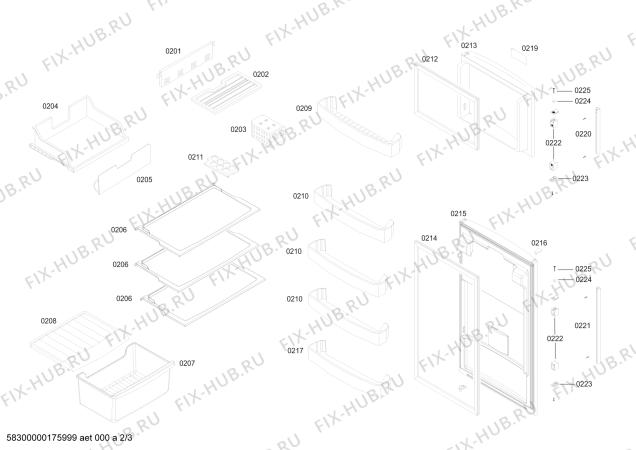 Взрыв-схема холодильника Bosch KDN30VL111 REF BOSCH ECO-TT300 IXL 220V/60HZ - Схема узла 02