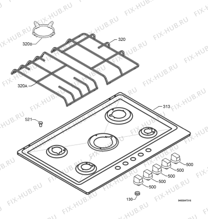 Взрыв-схема плиты (духовки) Zanussi ZGS782ITX - Схема узла Hob 271