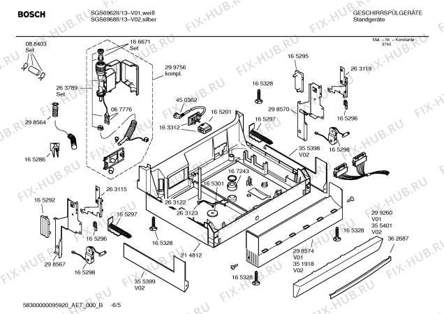 Взрыв-схема посудомоечной машины Bosch SGS6962II Logixxeasy - Схема узла 05