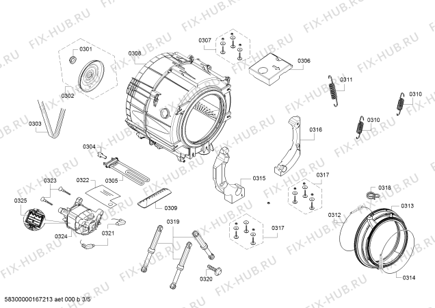 Схема №2 CM1001ETR Super 8 с изображением Корпус для стиралки Bosch 00743248