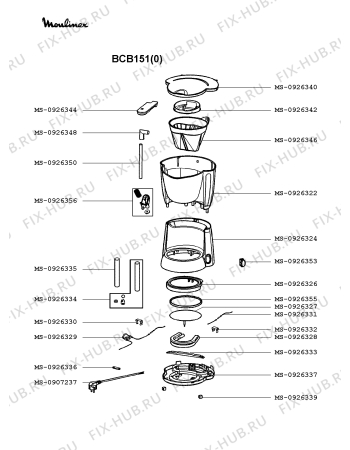 Взрыв-схема кофеварки (кофемашины) Moulinex BCB151(0) - Схема узла EP002402.6P2
