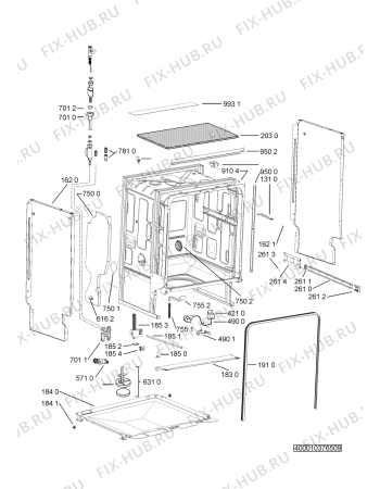 Взрыв-схема посудомоечной машины Whirlpool ADG 6999 FD - Схема узла