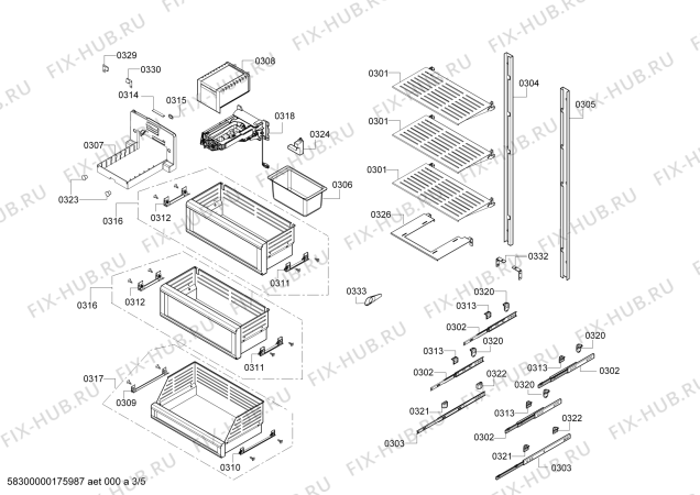 Взрыв-схема холодильника Gaggenau RF471301 - Схема узла 03