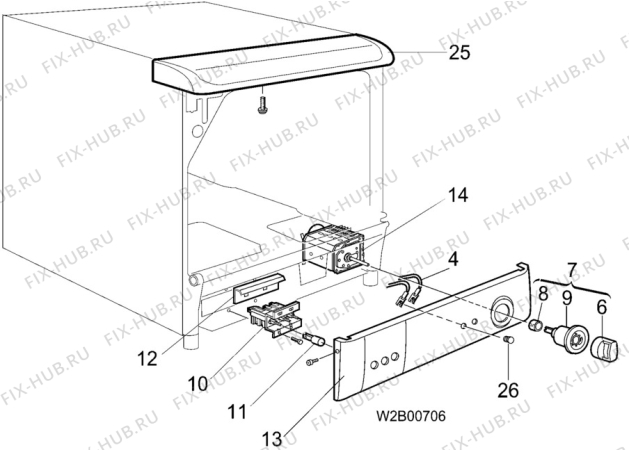 Взрыв-схема посудомоечной машины Electrolux DH041 - Схема узла W20 Panel