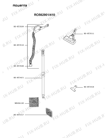 Взрыв-схема пылесоса Rowenta RO562901/410 - Схема узла 8P004328.0P3