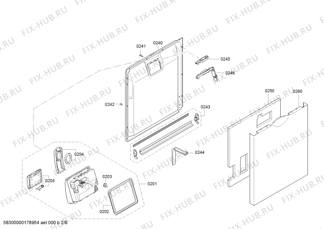 Взрыв-схема посудомоечной машины Bosch SMS57D42EU SilencePlus - Схема узла 02