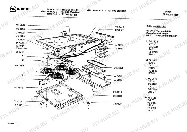 Схема №1 195304979 GB-1094.53-7 с изображением Терморегулятор для плиты (духовки) Bosch 00053415