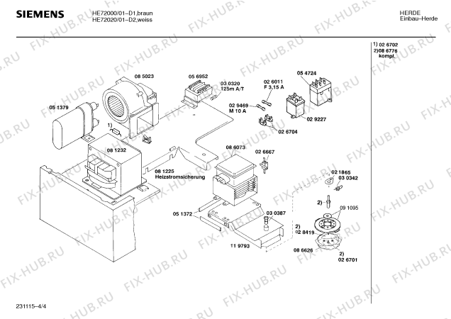 Взрыв-схема плиты (духовки) Siemens HE72000 - Схема узла 04