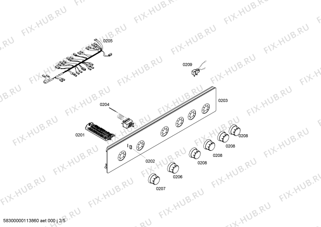 Взрыв-схема плиты (духовки) Bosch HSV694020T - Схема узла 02