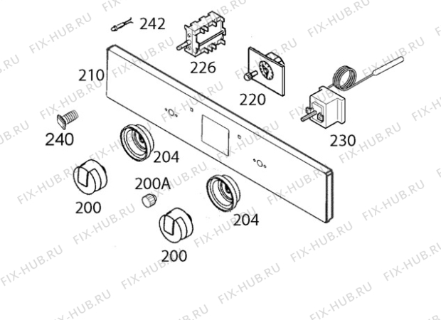 Взрыв-схема плиты (духовки) Electrolux EOB3400BOR - Схема узла Command panel 037