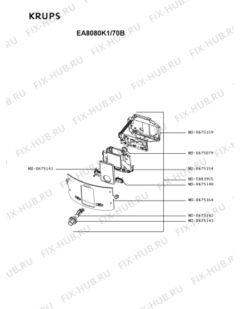 Взрыв-схема кофеварки (кофемашины) Krups EA8080K1/70B - Схема узла YP004258.6P3