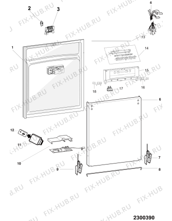 Схема №1 WUE2B16 (F100957) с изображением Блок управления для посудомоечной машины Indesit C00520252