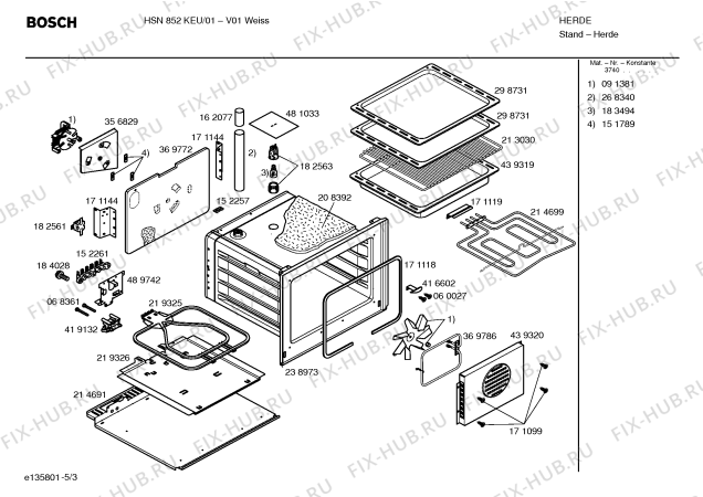 Взрыв-схема плиты (духовки) Bosch HSN852KEU - Схема узла 03