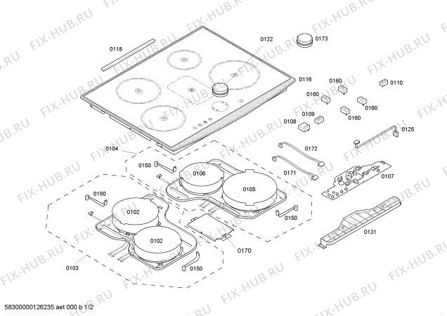 Схема №1 T4583N1 с изображением Стеклокерамика для духового шкафа Bosch 00479599