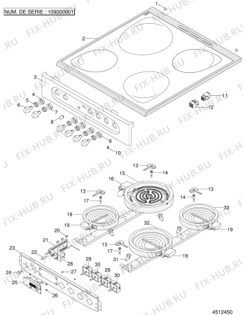 Взрыв-схема плиты (духовки) Indesit CIH535A (F026296) - Схема узла