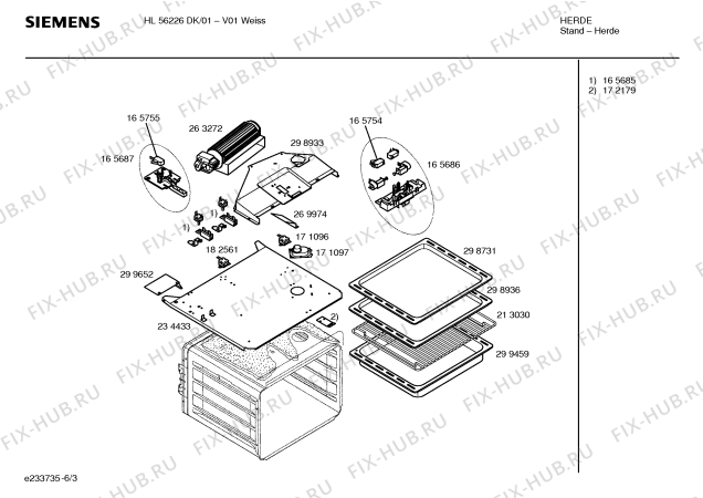 Схема №2 HL56226DK с изображением Инструкция по эксплуатации для плиты (духовки) Siemens 00528627