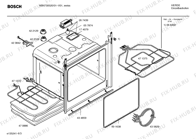 Взрыв-схема плиты (духовки) Bosch HBN730520 - Схема узла 03