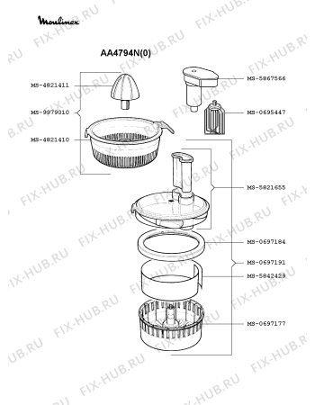 Взрыв-схема кухонного комбайна Moulinex AA4794N(0) - Схема узла KP000344.0P3