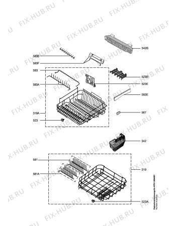 Взрыв-схема посудомоечной машины Aeg Electrolux FAV40865M - Схема узла Baskets, tubes 061