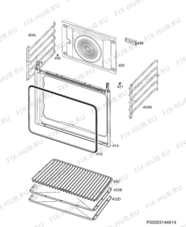 Взрыв-схема плиты (духовки) Aeg BES230011M - Схема узла Oven