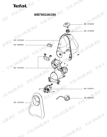 Схема №1 MB750G50/350 с изображением Элемент корпуса для электромясорубки Tefal SS-193459