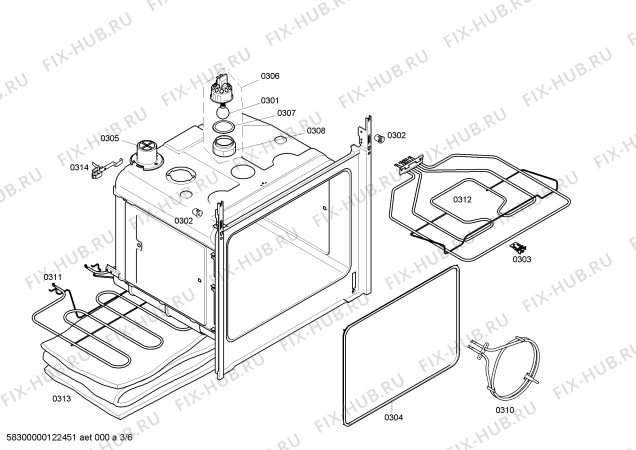 Взрыв-схема плиты (духовки) Bosch HBN230561J - Схема узла 03