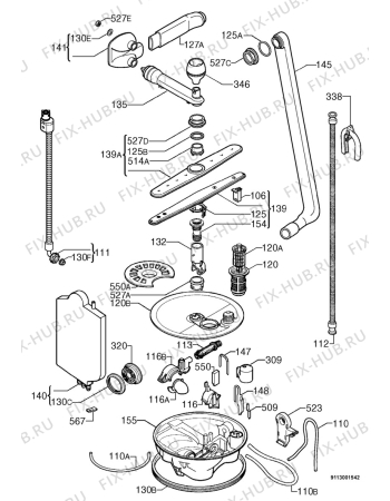 Взрыв-схема посудомоечной машины Rex RSM3TNR - Схема узла Hydraulic System 272