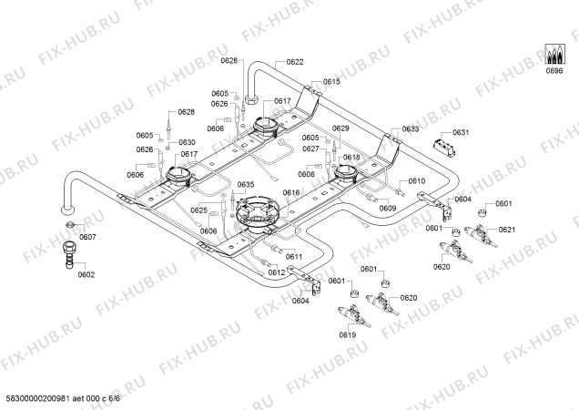 Взрыв-схема плиты (духовки) Bosch HGD432120M - Схема узла 06