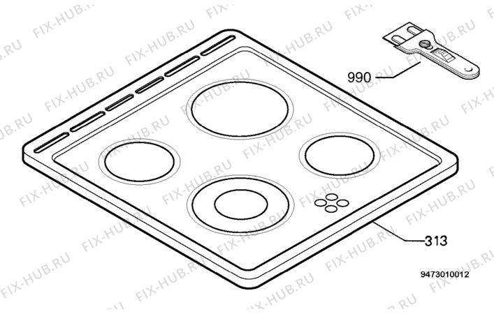 Взрыв-схема плиты (духовки) Electrolux EKC6724W - Схема узла Hob 271