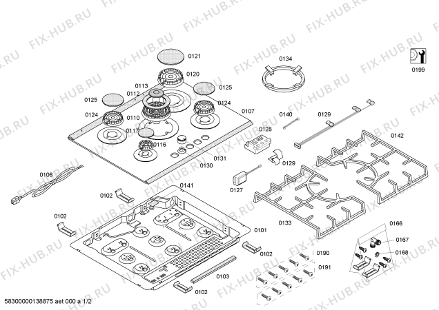 Схема №1 3ETG399N с изображением Труба для плиты (духовки) Siemens 00660704