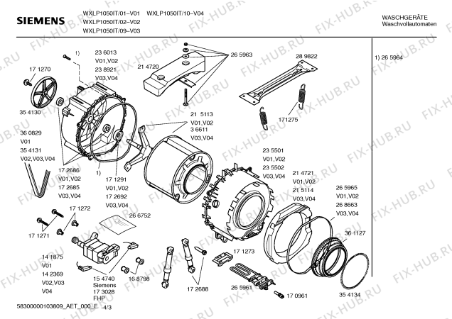 Взрыв-схема стиральной машины Siemens WXLP1050IT SIWAMAT  XLP1050 - Схема узла 03