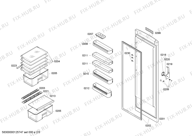 Взрыв-схема холодильника Bosch KSK34N01 - Схема узла 02