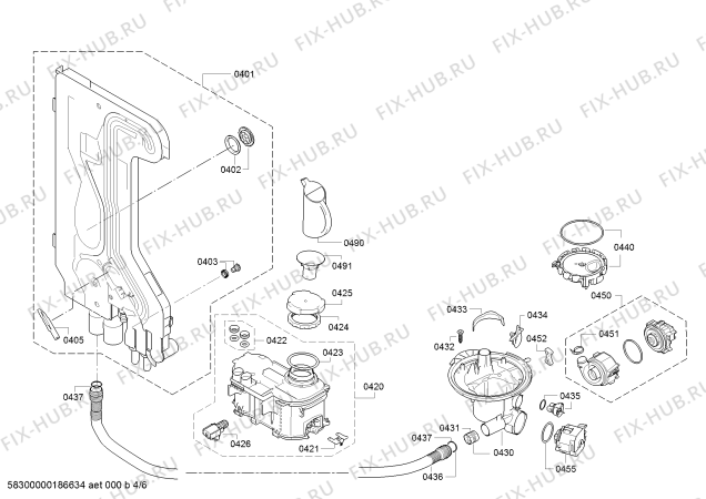 Взрыв-схема посудомоечной машины Siemens SN514S00AE - Схема узла 04
