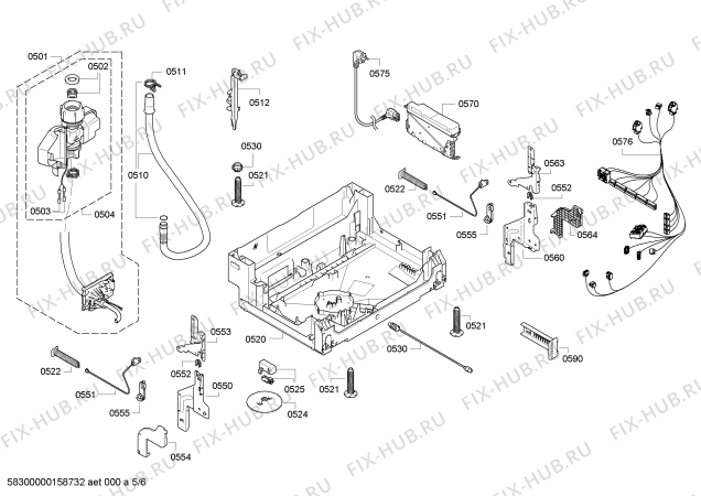 Взрыв-схема посудомоечной машины Bosch SMI53M95IL, ActiveWater L 6,5l made in Germany - Схема узла 05
