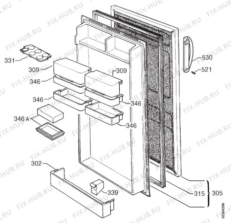 Взрыв-схема холодильника Aeg OEKO SS2373-4KA - Схема узла Door 003