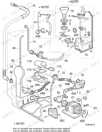 Взрыв-схема посудомоечной машины Electrolux DC4408 - Схема узла W20 Pump, Water softener