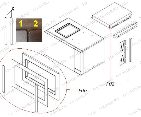 Взрыв-схема микроволновой печи Gorenje BM6340AX (311705, D90D25MSPRII) - Схема узла 02