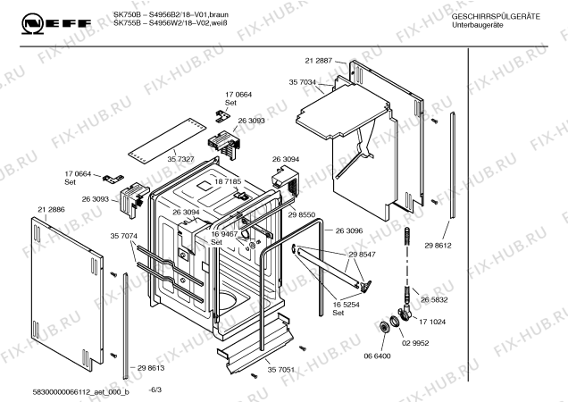 Схема №1 S4956N2 SK759B с изображением Инструкция по эксплуатации для электропосудомоечной машины Bosch 00586072
